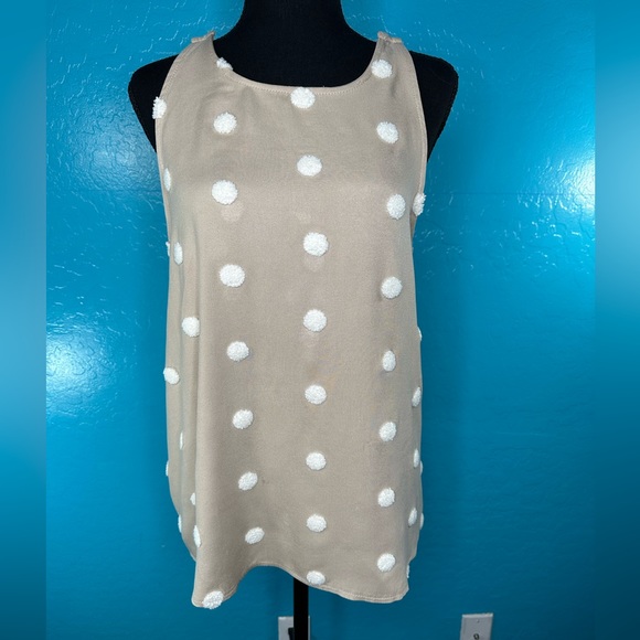 E&M Beige boho sleeveless top raised polka dots Sz M - Picture 9 of 9